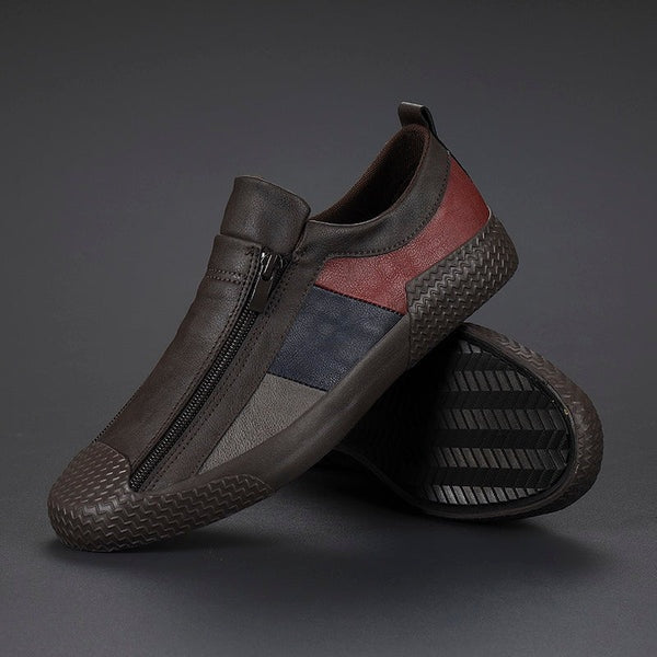 Álvaro | Sneakers Hombre de Cuero Sin Cordones Cremallera