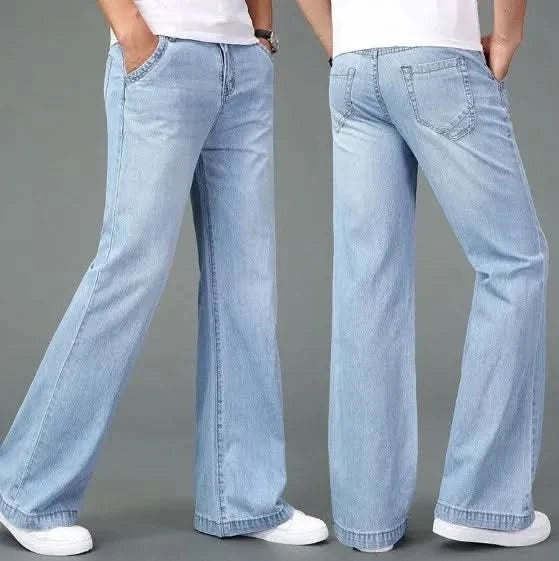 Álvaro | Vaqueros Anchos Hombre Flare Denim Pierna Acampanada