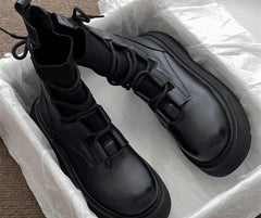 Amaia | Botas Militares Plataforma Mujer con Cordones y Hebillas