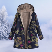 Amaia | Chaqueta de Borreguito Estampada Mujer Larga con Capucha