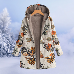 Amaia | Chaqueta de Borreguito Estampada Mujer Larga con Capucha