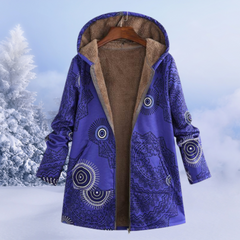 Amaia | Chaqueta de Borreguito Estampada Mujer Larga con Capucha