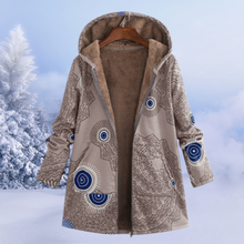 Amaia | Chaqueta de Borreguito Estampada Mujer Larga con Capucha