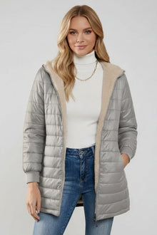 Amaia | Chaquetón Acolchado Largo Mujer con Capucha Forro Sherpa