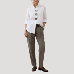 Amparo | Camisa Elegante de Botones Mujer Cuello Alto