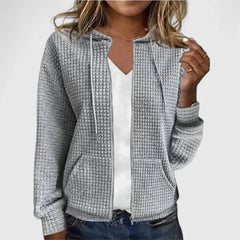 Amparo | Jersey de Punto con Capucha y Cremallera Mujer Textura Waffle