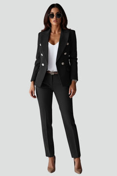 Ariadna | Conjunto de Blazer Cruzado con Botones Mujer Pantalón Ajustado
