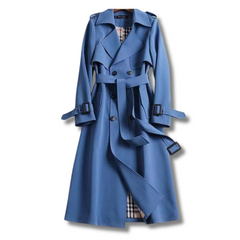 Ariadna | Trench Coat Largo Mujer Cinturón Forro Cuadros