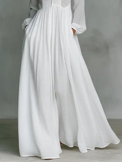 Ariadna | Vestido Largo de Novia Sencillo Mujer Manga Larga Botones