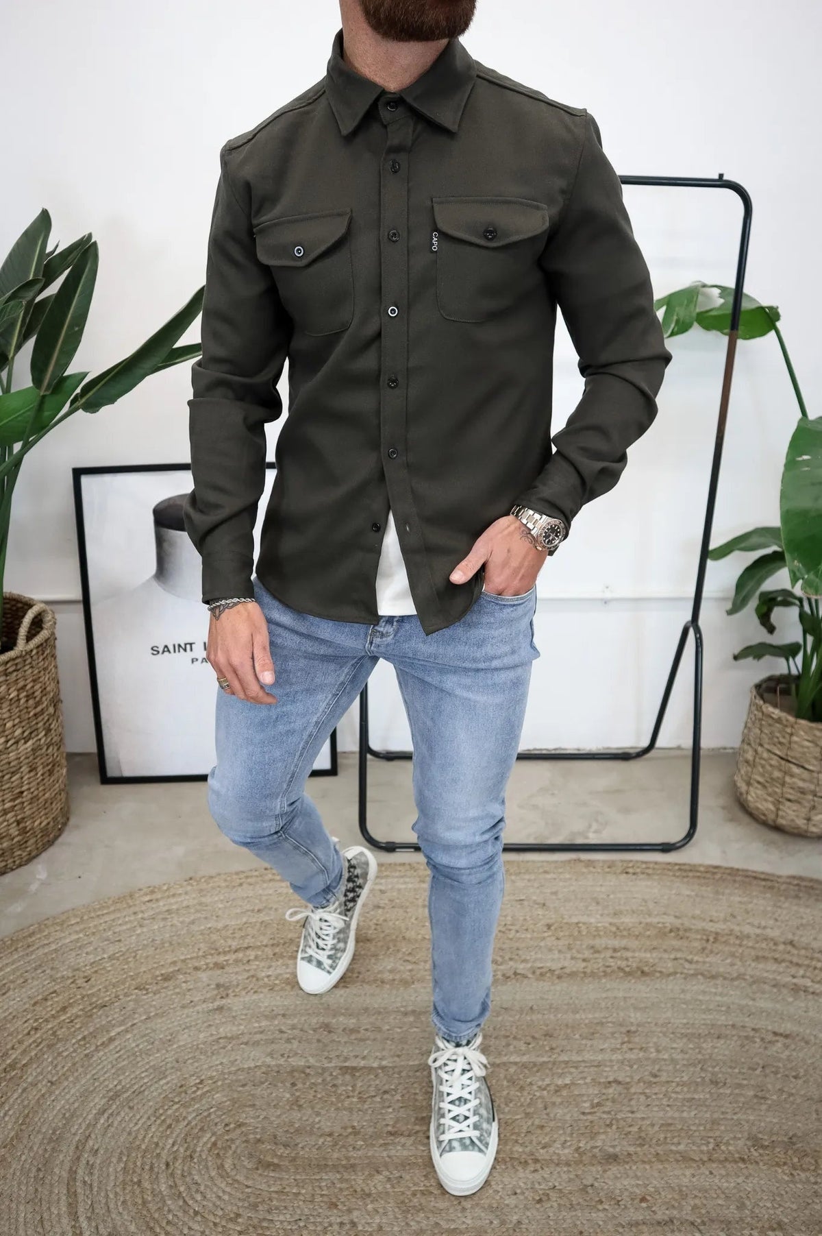 Arnau | Camisa Vaquera Hombre Manga Larga Bolsillos