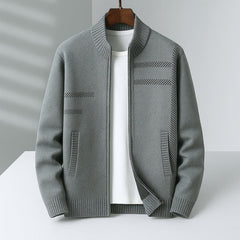 Arnau | Chaqueta de Cachemira con Cremallera Hombre Cuello Alto Estampado Geométrico
