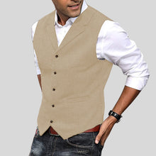 Arturo | Chaleco de Tweed Espiga Hombre Cuello Solapa Botones