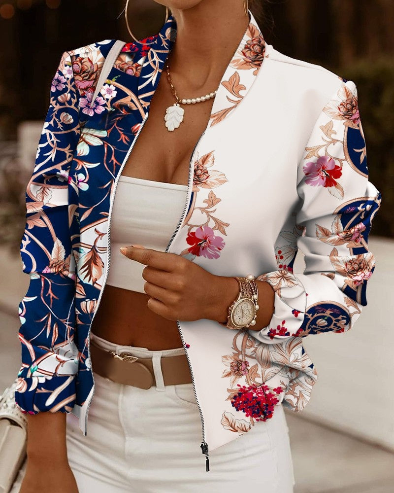 Beatriz | Bomber Estampado Floral Mujer Cremallera