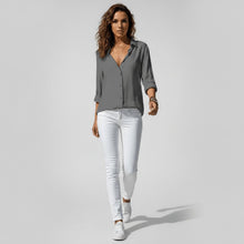 Beatriz | Camisa Blanca de Manga Larga Mujer Botones Cuello Solapa