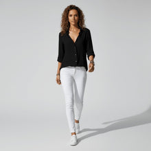 Beatriz | Camisa Blanca de Manga Larga Mujer Botones Cuello Solapa