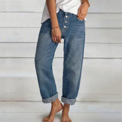 Berta | Jeans Mujer Baggy Cintura Alta Botones