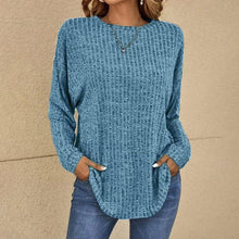 Candela | Jersey de Punto Waffle Mujer Manga Larga Cuello Redondo