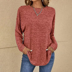 Candela | Jersey de Punto Waffle Mujer Manga Larga Cuello Redondo