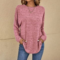 Candela | Jersey de Punto Waffle Mujer Manga Larga Cuello Redondo
