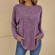 Candela | Jersey de Punto Waffle Mujer Manga Larga Cuello Redondo
