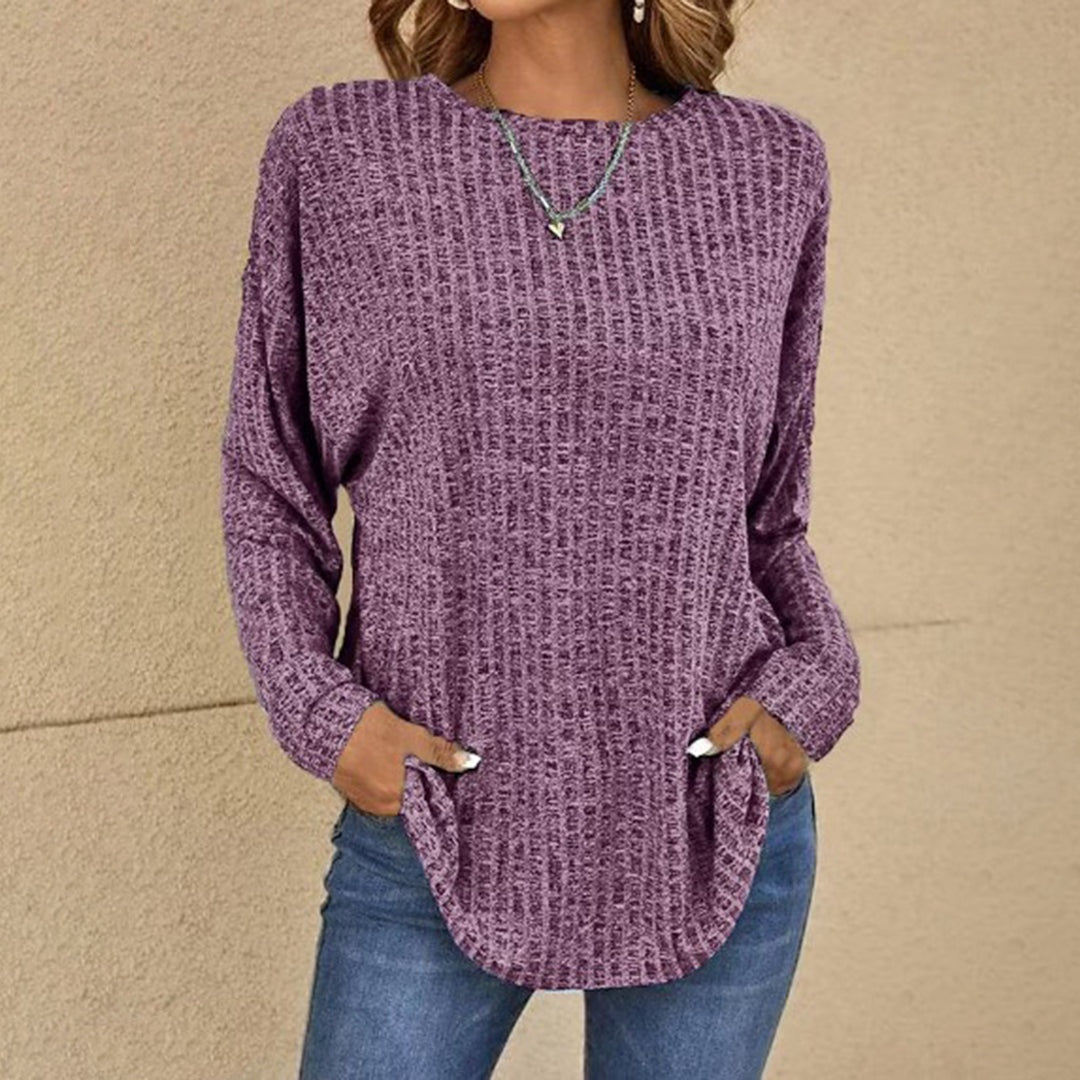 Candela | Jersey de Punto Waffle Mujer Manga Larga Cuello Redondo