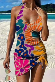 Candela | Traje de Baño Estampado Floral Mujer Falda Halter