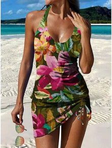 Candela | Traje de Baño Estampado Floral Mujer Falda Halter