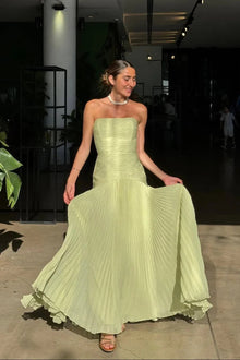 Candela | Vestido Largo Plisado Palabra de Honor Mujer