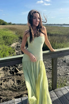 Candela | Vestido Largo Plisado Palabra de Honor Mujer