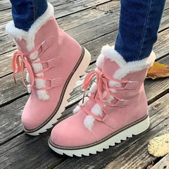 Carla | Botas de Invierno Forradas Mujer Planas con Cordones