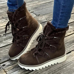 Carla | Botas de Invierno Forradas Mujer Planas con Cordones