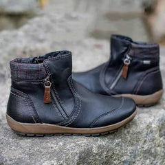 Carla | Botines Planos de Piel Mujer Cremallera Lateral