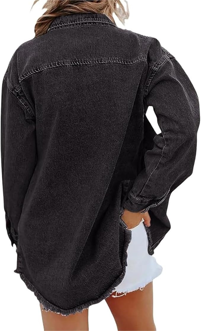 Carla | Sobrecamisa Mujer Vaquera Oversize Manga Larga Bolsillos