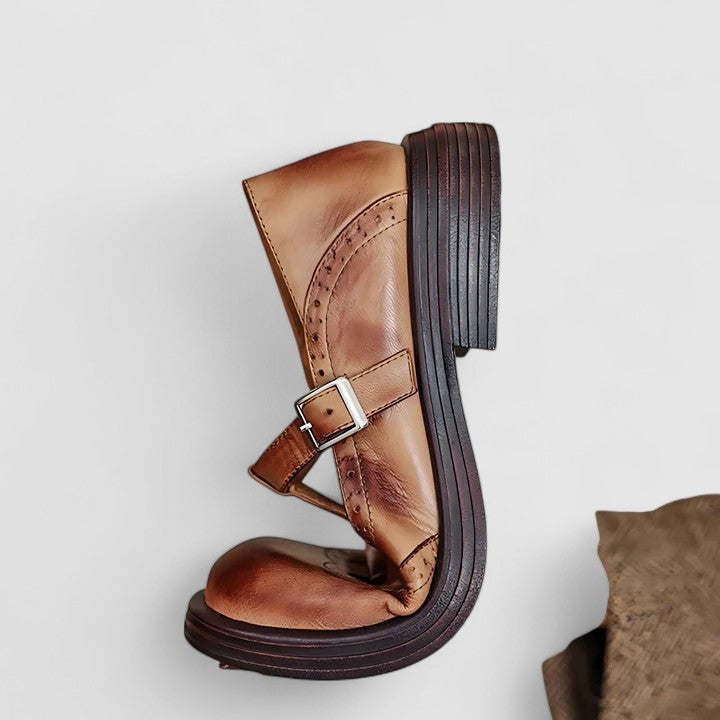 Carla | Mary Jane Shoes de Piel Mujer Estilo Brogue Hebilla