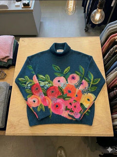 Carmen | Jersey de Punto Floral Mujer Cuello Alto Oversize
