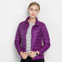 Celeste | Chaqueta Acolchada de Plumón Ligera Mujer Cuello Mao Cremallera