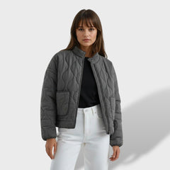 Celia | Chaqueta Acolchada Corta Mujer Cuello Mao Cremallera