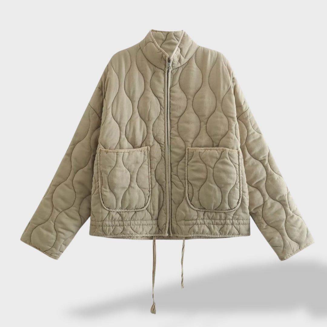 Celia | Chaqueta Acolchada Corta Mujer Cuello Mao Cremallera