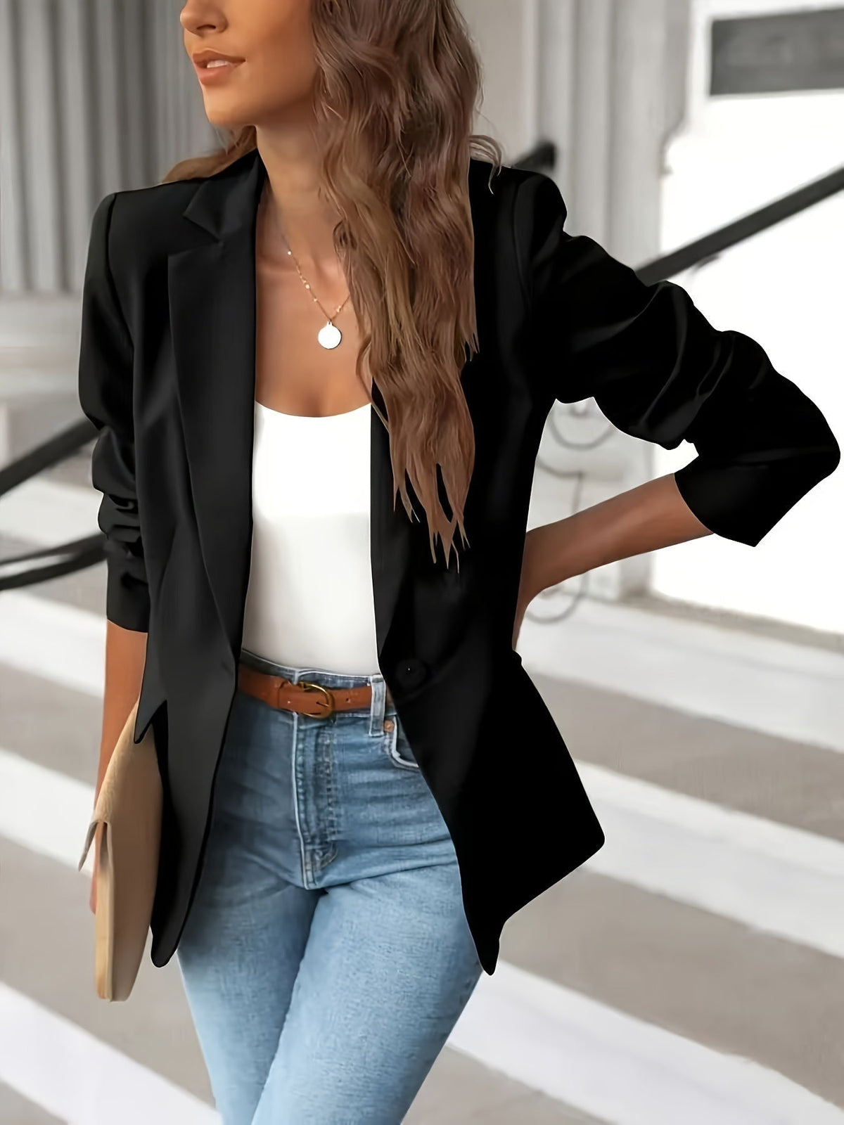 Celia | Chaqueta Americana Mujer Manga Fruncida Solapa