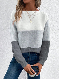Celia | Women's Striped Crewneck Long Sleeve Sweater