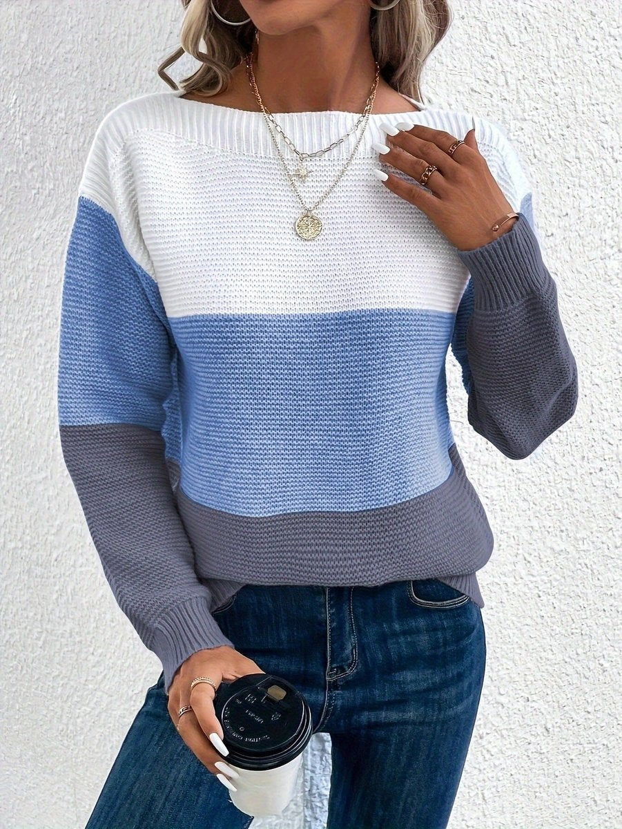 Celia | Women's Striped Crewneck Long Sleeve Sweater