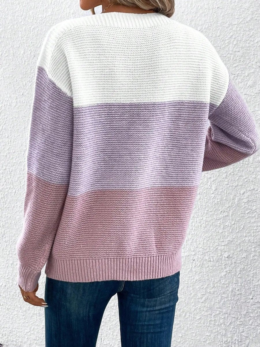 Celia | Women's Striped Crewneck Long Sleeve Sweater