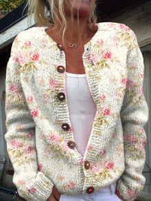 Amaia | Chaqueta de Punto Estampada Mujer Botones Floral