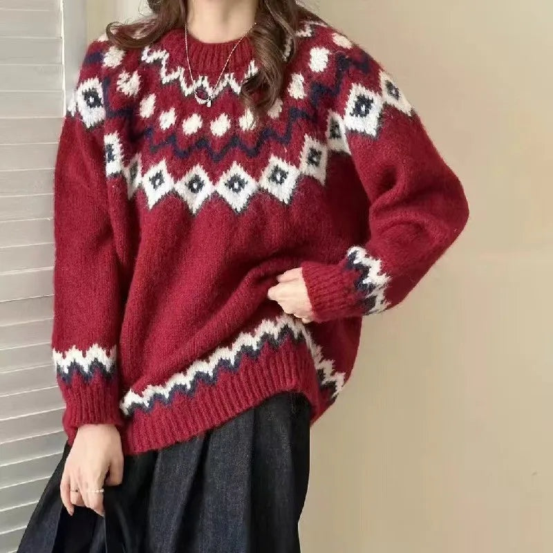 Claudia | Jersey Nórdico de Punto Mujer Cuello Redondo