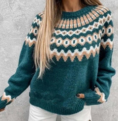 Claudia | Jersey Nórdico de Punto Mujer Cuello Redondo