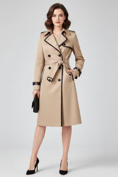 Claudia | Trench Coat Gabardina Larga Mujer con Cinturón Doble Botonadura