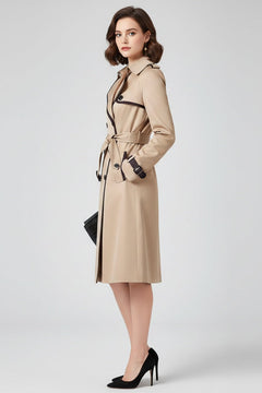 Claudia | Trench Coat Gabardina Larga Mujer con Cinturón Doble Botonadura