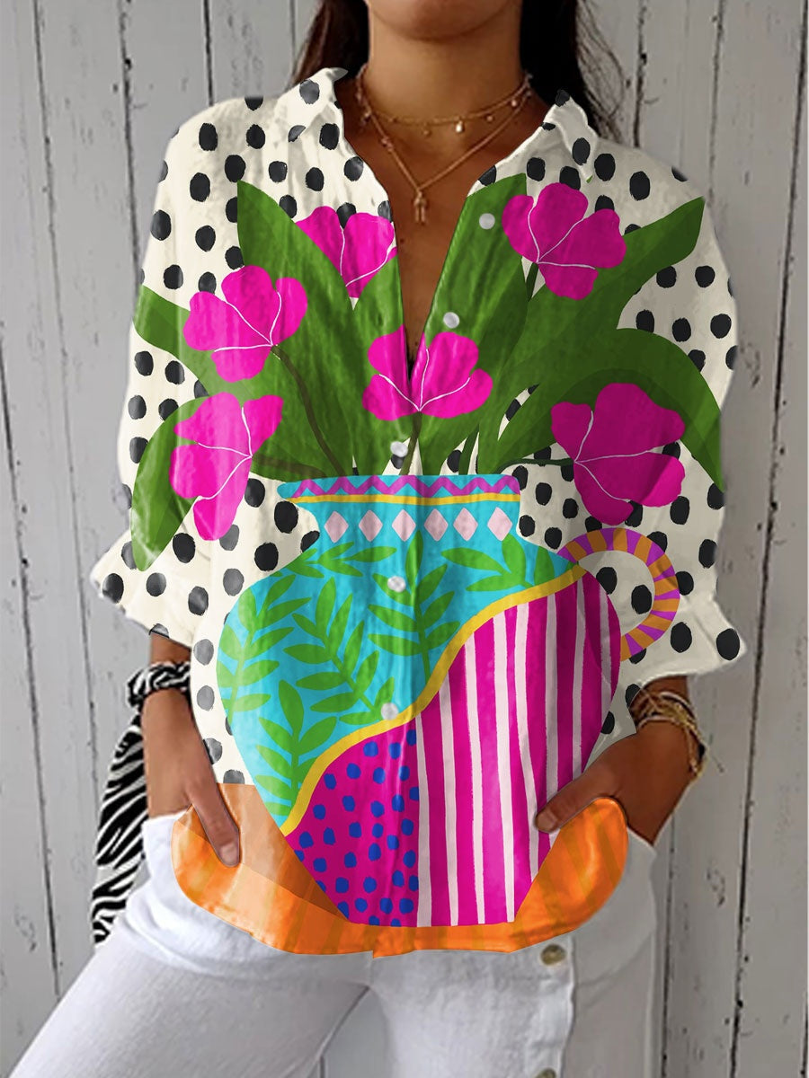 Consuelo | Blusa de Otoño Estampada Mujer Escote V