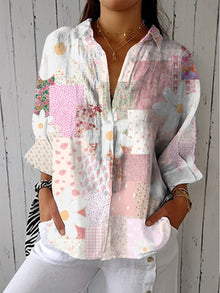 Consuelo | Blusa de Otoño Estampada Mujer Escote V