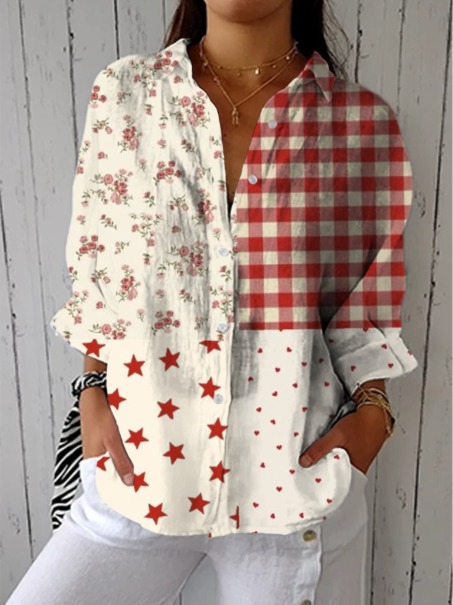 Consuelo | Blusa de Otoño Estampada Mujer Escote V